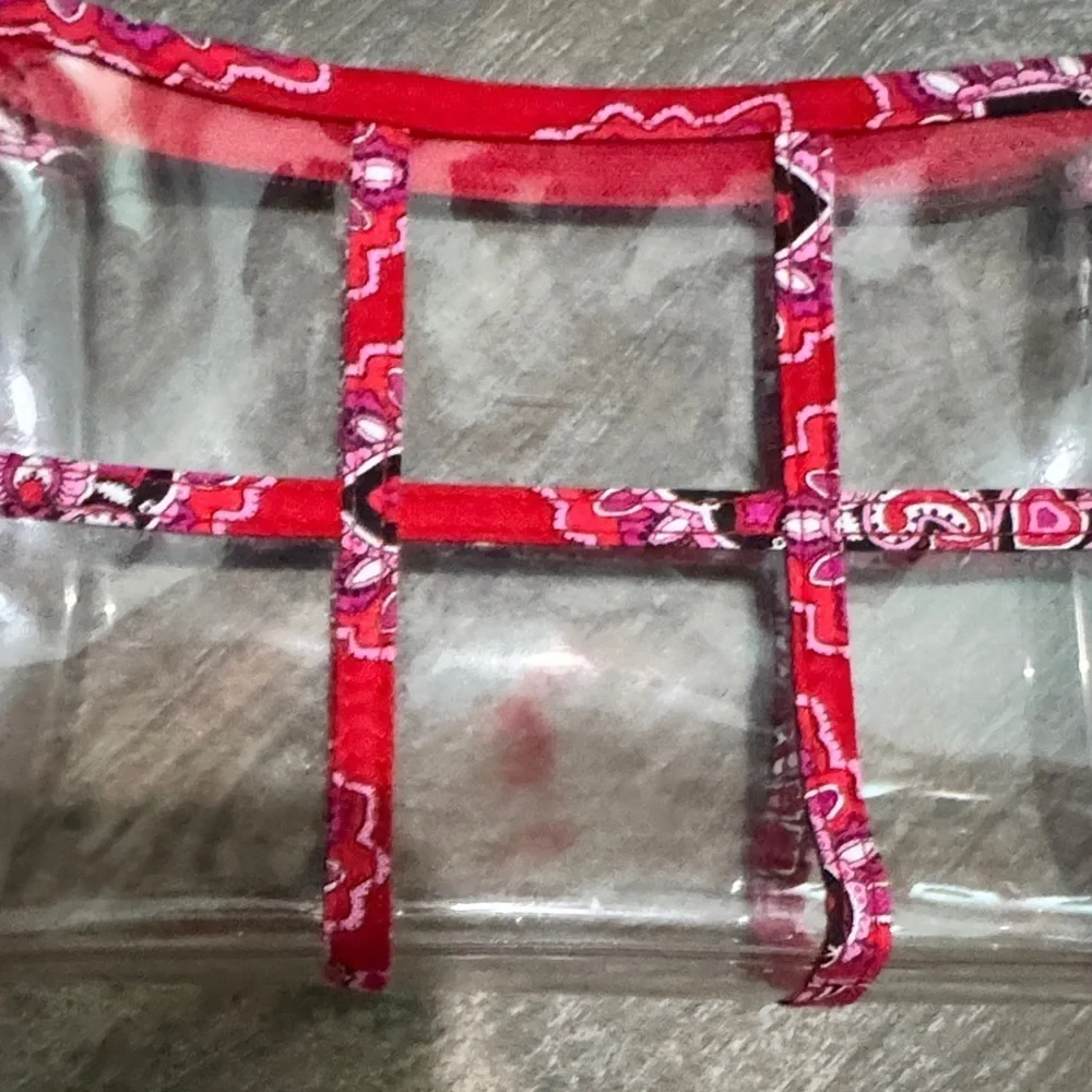 Vera Bradley Transparent Cosmetic Bag with Pink Paisley Accents